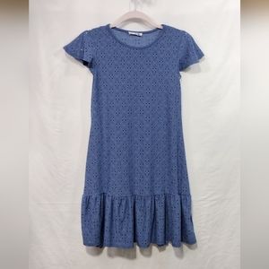Mady & Nell Babydoll Dress Women's S Blue Eyelet Preppy Academia Comfy